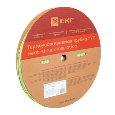 Трубка термоусаживаемая ТУТ нг 2/1 жел-зел рулон PROxima