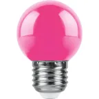 Лампа светодиодная LED 1вт Е27 розовый шар