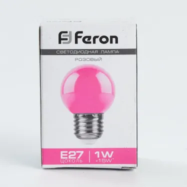 Лампа светодиодная LED 1вт Е27 розовый шар