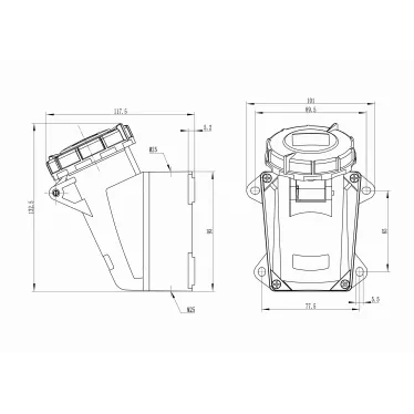 Розетка наружная IP67 16A 2P+E 230В