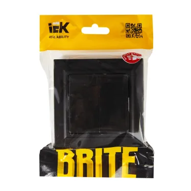 BRITE Выключатель двухклавишный 10А в сборе ВСР10-2-0-БрЧ черный IEK