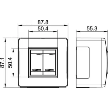 Коробка для миниканала 2 выключателя коричневая универсальная