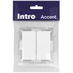 Выключатель Intro Accent 6-104-01М двойной, 10А-250В, IP20, СУ, AL/CU, белый матовый