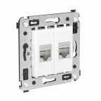 Avanti Компьютерная розетка RJ-45 без шторки в стену, кат.6А двойная экранированная, Белое облако