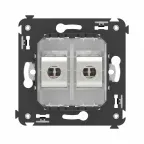 Avanti Компьютерная розетка RJ-45 без шторки в стену, кат.6А двойная экранированная, Белое облако