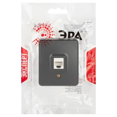 Розетка Эксперт 11-3203-05 информационная RJ45, IP20, ОУ, антрацит