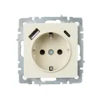 BRITE Розетка с заземлением с защитными шторками 16А с USB A+C 18Вт РЮш11-1-БрКр бежевый