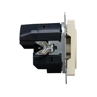 BRITE Розетка с заземлением с защитными шторками 16А с USB A+C 18Вт РЮш11-1-БрКр бежевый