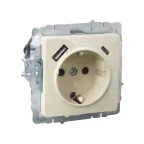 BRITE Розетка с заземлением с защитными шторками 16А с USB A+C 18Вт РЮш11-1-БрКр бежевый