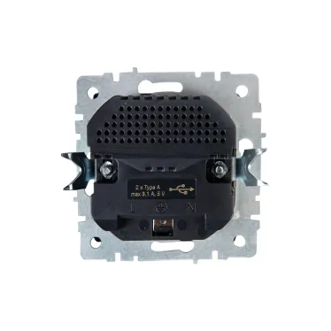 BRITE Розетка с заземлением с защитными шторками 16А с USB A+A 3,1А РЮш10-2-БрА алюминий