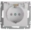 Розетка Intro Accent 6-209-01 , 2P+E Schuko с крышкой штор., 16А-250В, IP44, СУ, AL/CU, белый