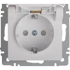 Розетка Intro Accent 6-209-01 , 2P+E Schuko с крышкой штор., 16А-250В, IP44, СУ, AL/CU, белый