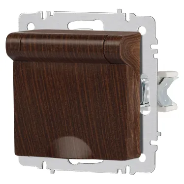 Розетка Intro Accent 6-203-10 2P+E Schuko с крышкой, 16А-250В, IP20, СУ, AL/CU, венге