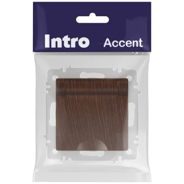 Розетка Intro Accent 6-203-10 2P+E Schuko с крышкой, 16А-250В, IP20, СУ, AL/CU, венге