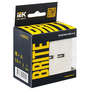 BRITE Розетка USB A+A 5В 3,1А РЮ10-1-БрЖ жемчуг