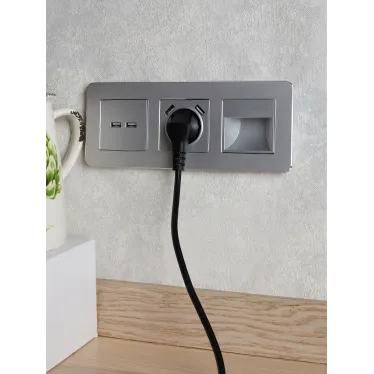 BRITE Розетка USB A+A 3.1А РЮ10-1-БрА алюминий
