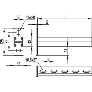 Кронштейн двойной DBM 41х21 мм основание 200мм
