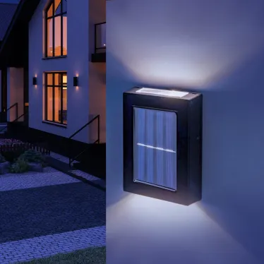 Светильник уличный ERAFS024-02 на солнечной батарее настенный Практик 2 LED 7*3*10 см