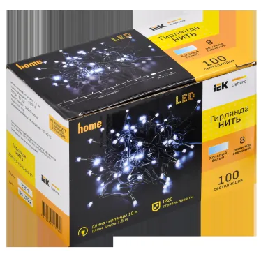 LIGHTING Гирлянда нить 10м 100 светодиодов белый свет IP20 зеленый шнур 1,5м 230В контроллер 8 сцен IEK