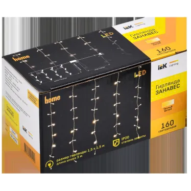 LIGHTING Гирлянда занавес 1,5х1,5м 160 светодиодов теплый белый свет IP20 прозрачный шнур 3м 230В транзит IEK
