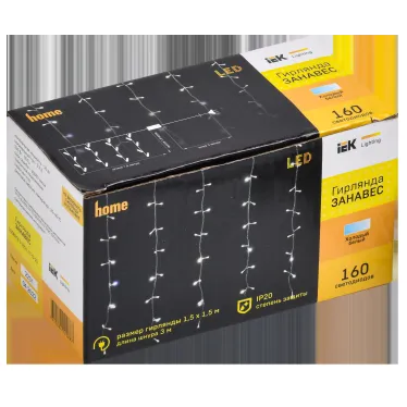 LIGHTING Гирлянда занавес 1,5х1,5м 160 светодиодов белый свет IP20 прозрачный шнур 3м 230В транзит IEK