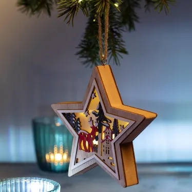 Новогодний декоративный светильник Звездочка, 15*15 см, 4 LED, 2*ААА ENGDS-4L