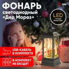 Светильник декоративный новогодний Дед Мороз, теплый белый LED, h 27,5 см, 3*АА, таймер 6 ч, IP20