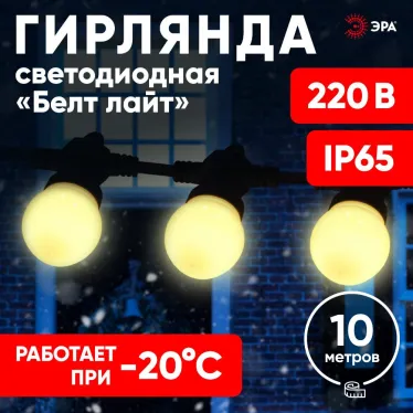Гирлянда Белт Лайт набор 10 м, ERABL-WS10 30 LED ламп (шаг 30 см), теплый свет, 220 В, каучук