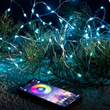 Гирлянда Нить с пультом, RGB, 10 м, 220 V, с таймер, с музыкой, с упр. через моб. прилож., длина провод ЕGNIG - PU-1