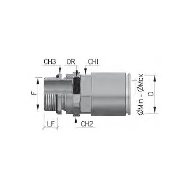 Муфта труба-коробка D-25мм с уплотнением кабеля IP68 М32х1.5 D-15 - 21мм