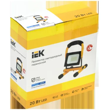 Прожектор светодиодный СДО 06-20П переносной 6500К IP65 черный IEK