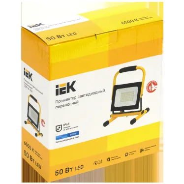 Прожектор светодиодный СДО 06-50П переносной 6500К IP65 черный IEK