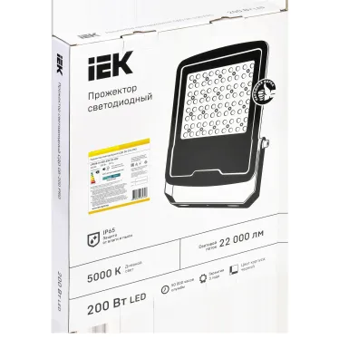 Прожектор светодиодный СДО 08-200 PRO 30град 5000К IP65 черный IEK