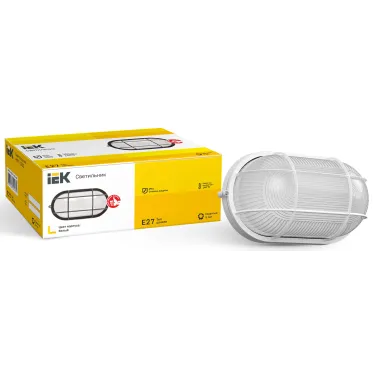Светильник НПП1202 белый/овал с реш. 100Вт IP54 IEK