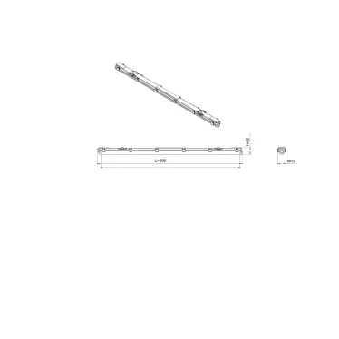 Светильник светодиодный под лампу Т8 SPP-101-0-001-060 Св-к IP65 T8 G13 600мм