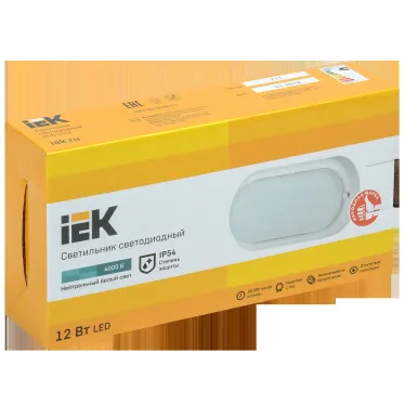 Светильник светодиодный ДПО 4012 12Вт IP54 4000K овал белый пластик IEK