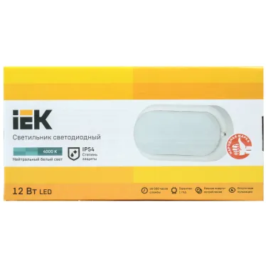 Светильник светодиодный ДПО 4012 12Вт IP54 4000K овал белый пластик IEK