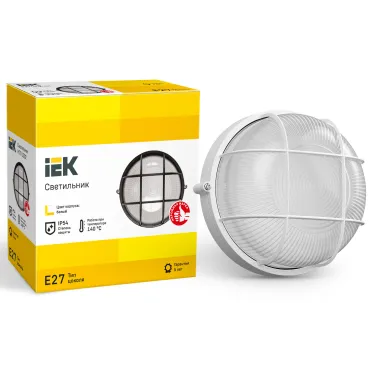 Светильник НПП1302 белый/круг с реш.60Вт IP54 IEK