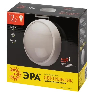 Светильник светодиодный SPB-1-12-MWS (W) IP54 12Вт 4000К 960лм круг 180х80 БЕЛ с датч. движ. (20/300)