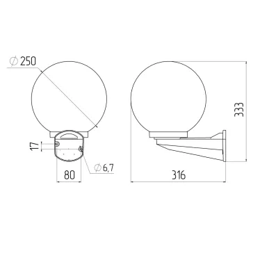 НБУ 01-60-251 , шар опал с настенным крепежом D-250 mm (1/30)