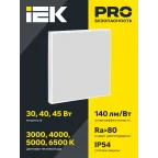 LIGHTING PRO Светильник светодиодный ДВО 1201A 30Вт 3000К IP54 595х595мм микропризма БАП 3ч IEK