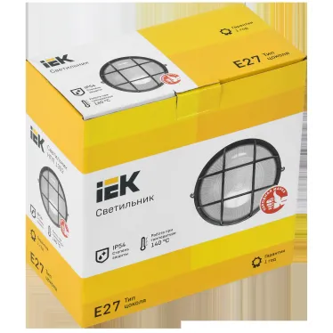 Светильник НПП1302 черный/круг с реш.60Вт IP54 IEK