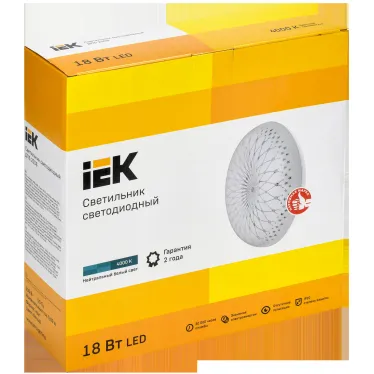 Светильник светодиодный ДПБ 2008 18Вт IP20 4000К круг белый IEK
