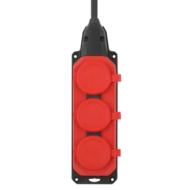 Удлинитель силовой UK-3e-3x1,5-40m-IP44(KG) с заземлением 3 розетки каучук 40м КГ 3х1,5мм2 IP44
