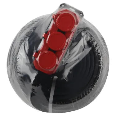 Удлинитель силовой UK-3e-3x1,5-40m-IP44(KG) с заземлением 3 розетки каучук 40м КГ 3х1,5мм2 IP44