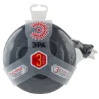 Удлинитель (черный) рулетка, без заземл, 2x0.75мм2, 3гн, 3м (10/600) UR-3-3 м-B