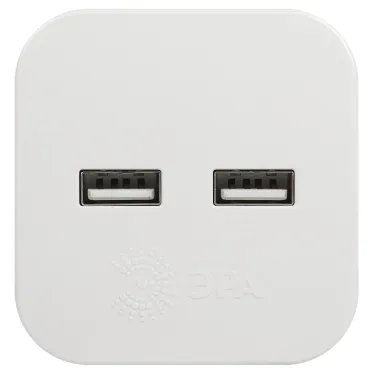 Разветвитель электрический SP-2-USB-W на 2 розетки + 2xUSB 2400mA, без заземл 10А (белый)