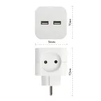 Разветвитель электрический SP-2-USB-W на 2 розетки + 2xUSB 2400mA, без заземл 10А (белый)