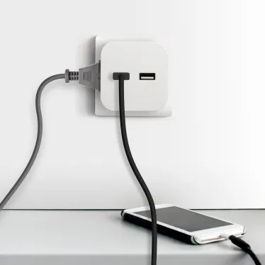 Разветвитель электрический SP-2-USB-W на 2 розетки + 2xUSB 2400mA, без заземл 10А (белый)