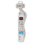 Удлинитель электрический UB-3es-1,5m-USB c заземлением с выключателем 3 розетки + 1xUSBA+1xUSBC 1,5м 10А